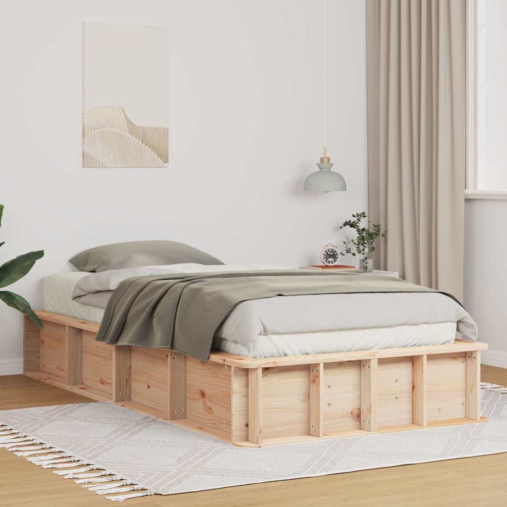 Bed Frame Solid Pine Wood Length 190 cm Natural 75 cm