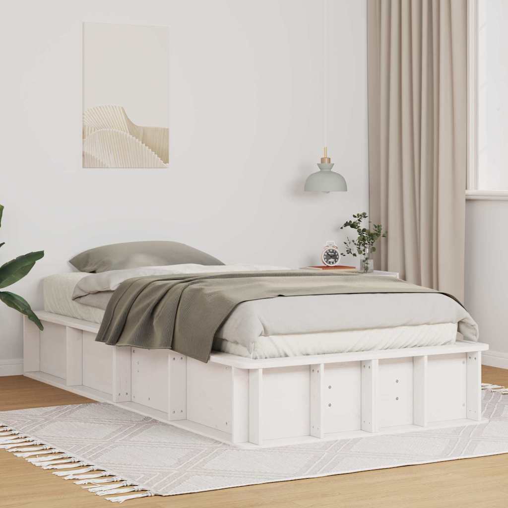 Bed Frame Solid Pine Wood Length 190 cm White 75 cm