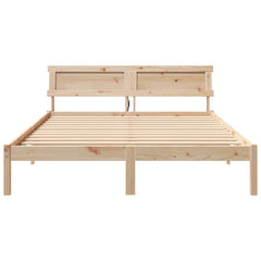 Bed Frame with Headboard Brown Solid Pine Wood Length 200 cm Natural 160 cm