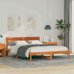 Bed Frame Headboard Solid Pine Wood Length Wax Brown