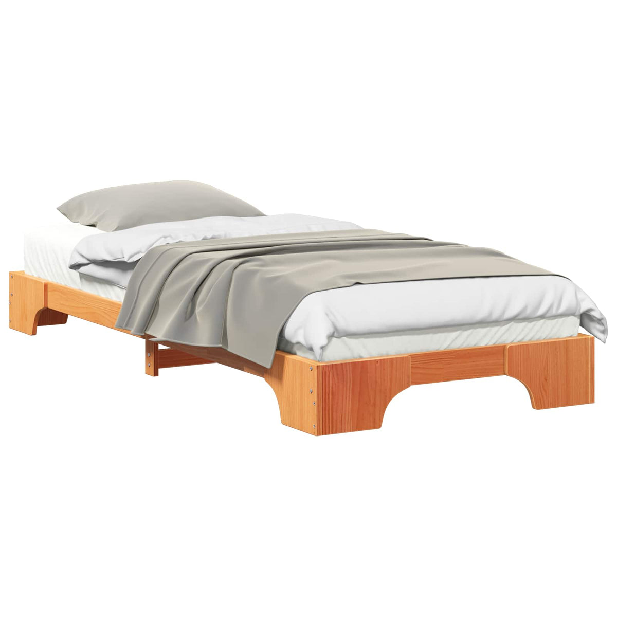 Bed Frame Brown Solid Pine Wood Wax Length