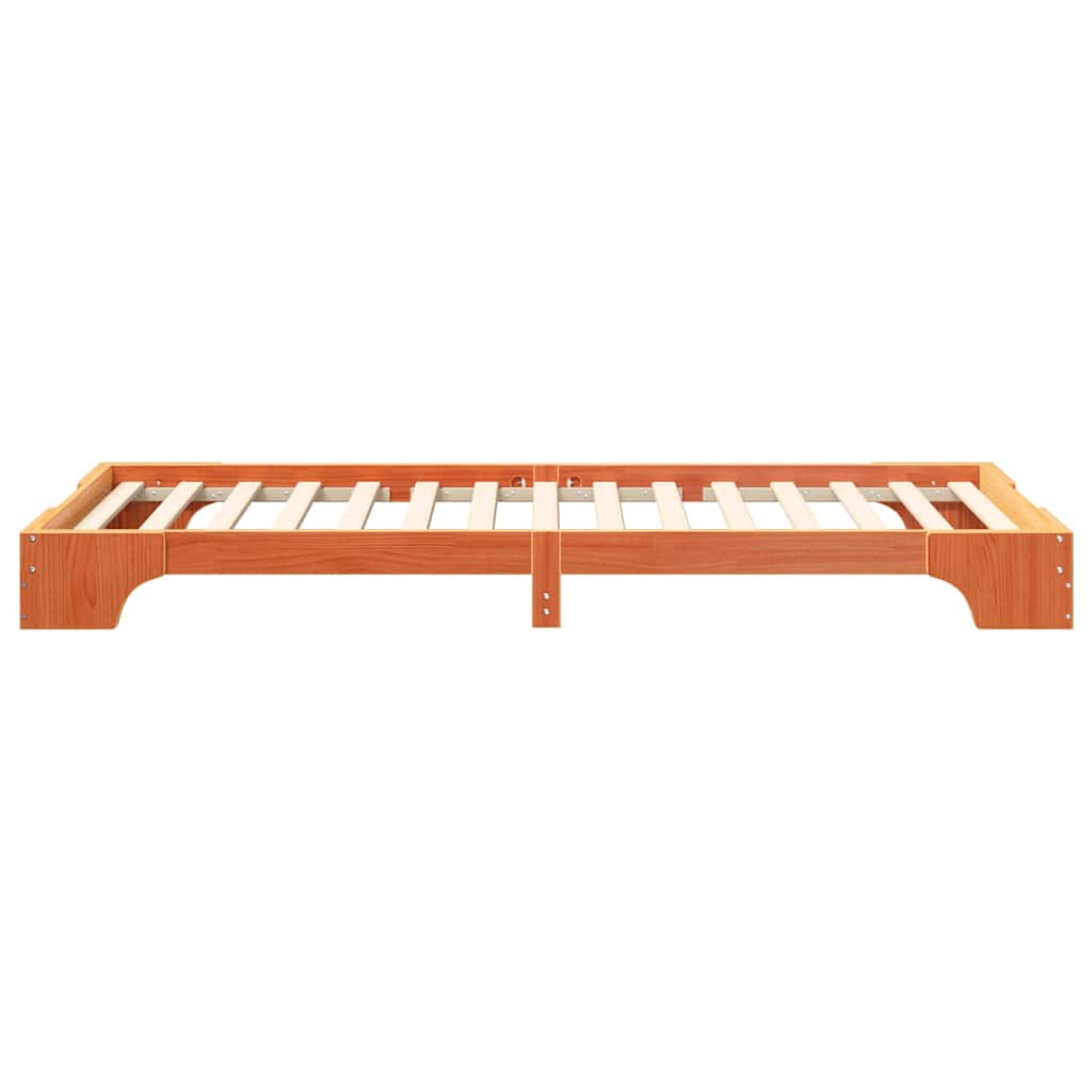 Bed Frame Brown Solid Pine Wood Wax Length