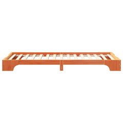 Bed Frame Brown Solid Pine Wood Wax Length