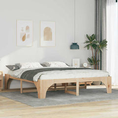 Bed Frame Brown Solid Pine Wood Natural Length 200 cm 180 cm