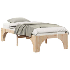 Bed Frame Brown Solid Pine Wood Natural Length 200 cm 90 cm