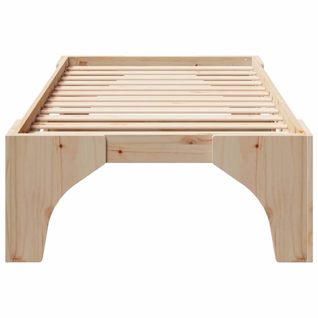 Bed Frame Brown Solid Pine Wood Natural Length 200 cm 90 cm