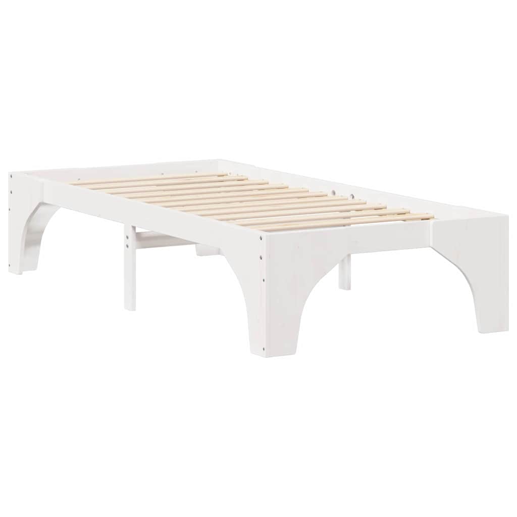 Bed Frame Solid Pine Wood White Length 190 cm 90 cm