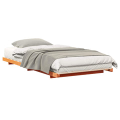 Bed Frame Solid Pine Wood Wax Brown Length