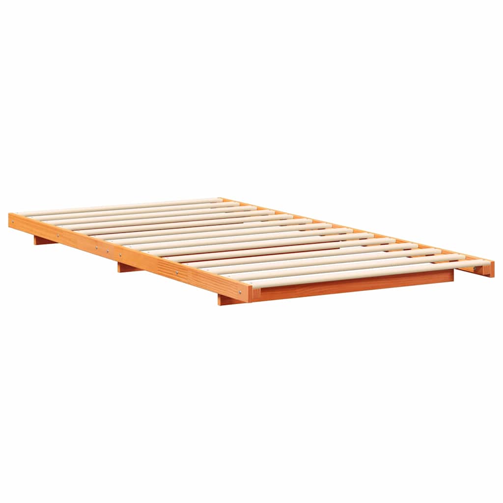 Bed Frame Solid Pine Wood Wax Brown Length