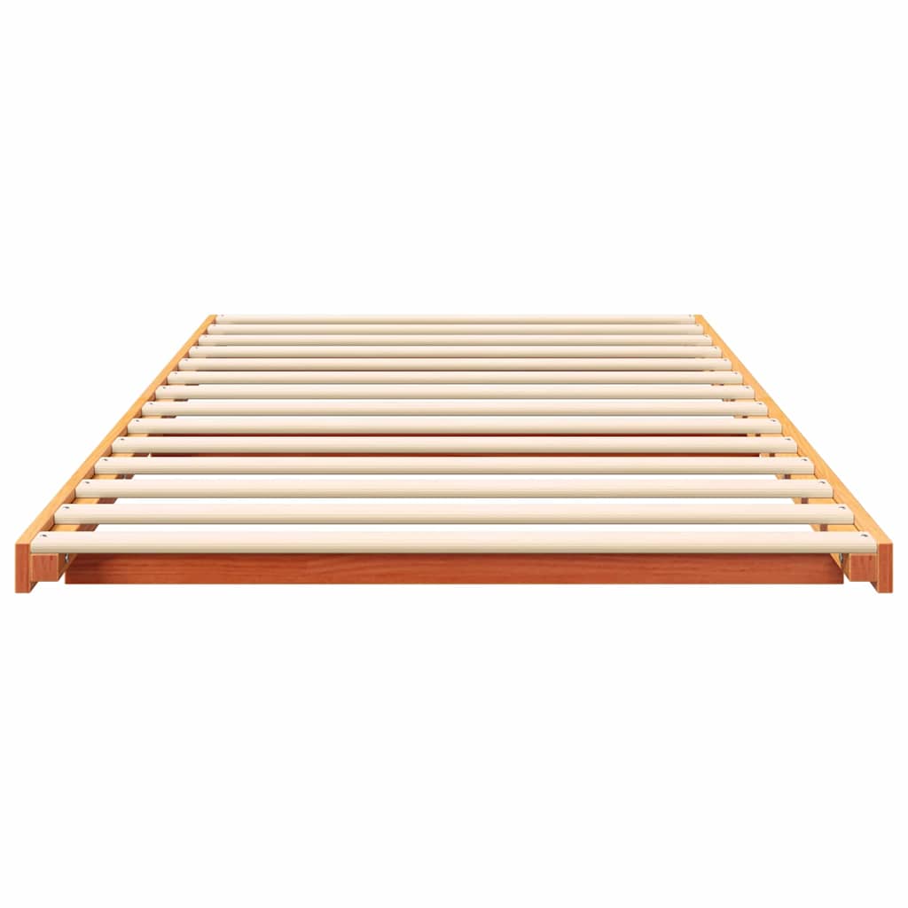 Bed Frame Solid Pine Wood Wax Brown Length