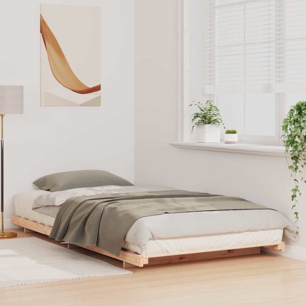 vidaXL Bed Frame Brown 100 x 210 cm Solid Pine Wood 3