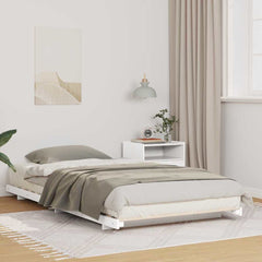 Bed Frame Solid Pine Wood White Length 220 cm 100 cm