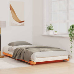 Bed Frame Solid Pine Wood Wax Brown Length