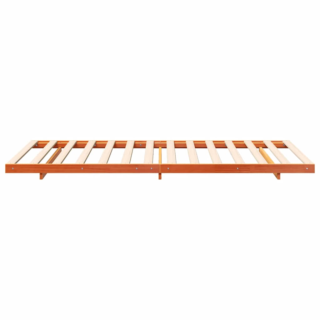 Bed Frame Solid Pine Wood Wax Brown Length