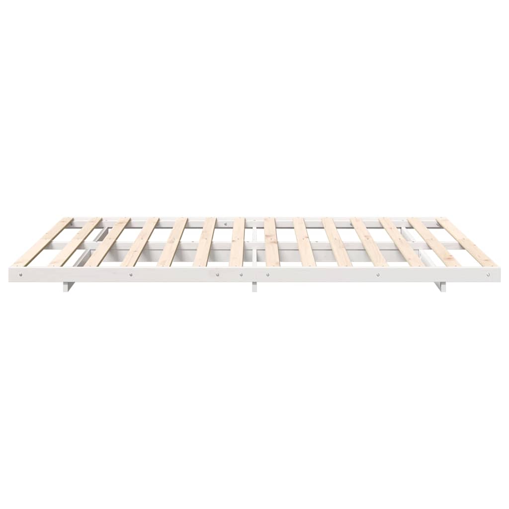 Bed Frame Solid Pine Wood White Length 220 cm 140 cm