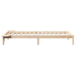 Bed Frame with Side Tables Solid Pine Wood Length 210 cm Natural 90 cm