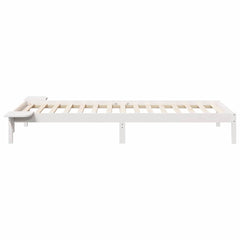 Bed Frame with Side Tables Solid Pine Wood Length 210 cm White 90 cm