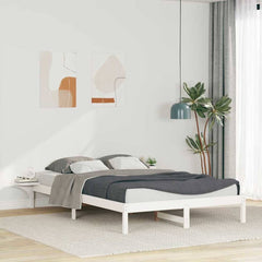 Bed Frame Side Tables Solid Pine Wood Length White