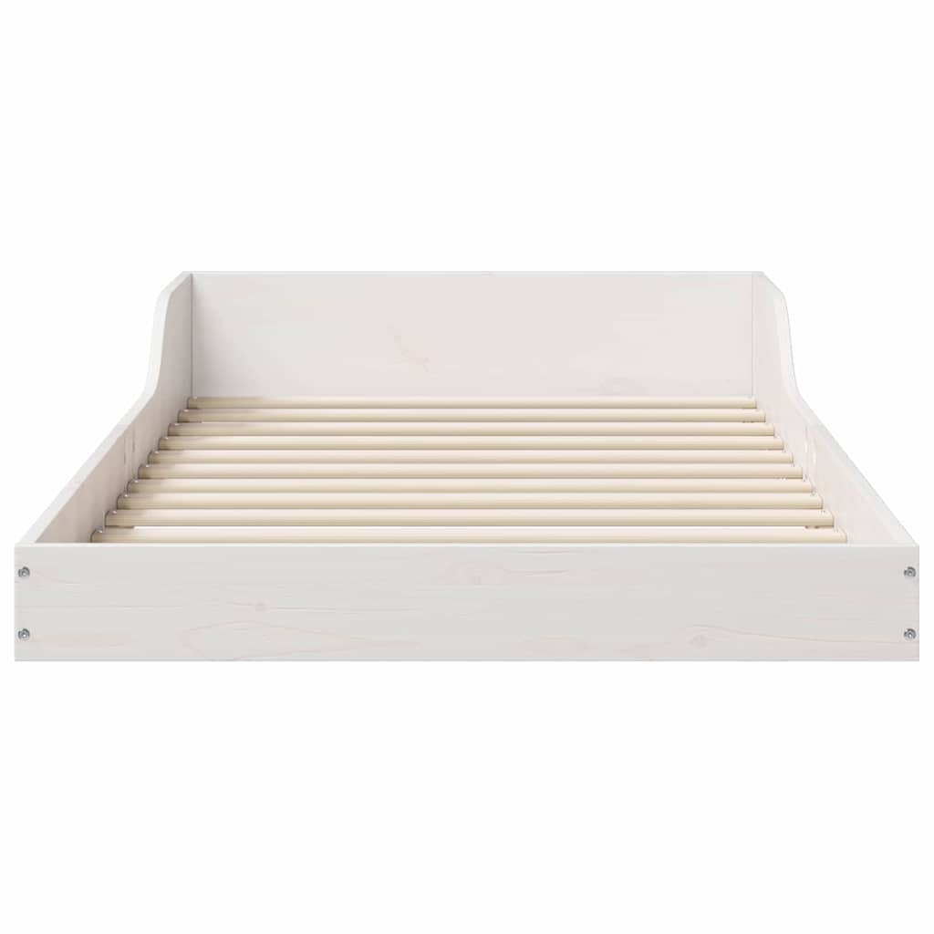 Bed Frame Solid Pine Wood White Length 190 cm 75 cm