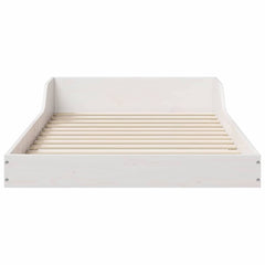 Bed Frame Solid Pine Wood White Length 190 cm 75 cm