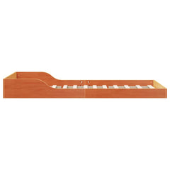 Bed Frame Solid Pine Wood Wax Brown Length 210 cm 90 cm