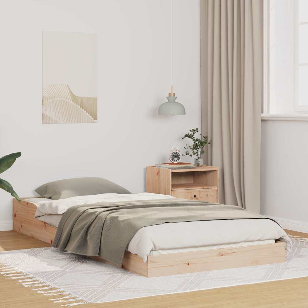 Bed Frame Brown Solid Pine Wood Natural Length 210 cm 100 cm