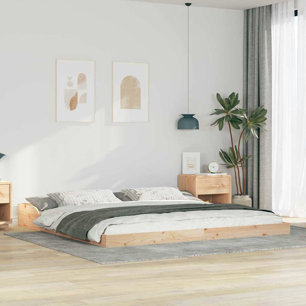 Bed Frame Brown Solid Pine Wood Natural Length 210 cm 200 cm