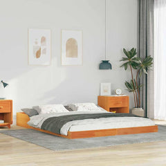 Bed Frame Solid Pine Wood Wax Brown Length