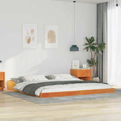 Bed Frame Solid Pine Wood Wax Brown Length
