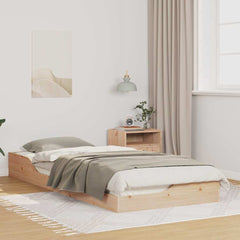 Bed Frame Brown Solid Pine Wood Natural