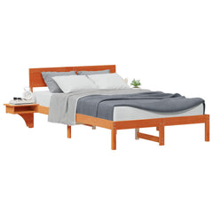 Bed Frame with Headboard Solid Pine Wood Length 200 cm Wax Brown 140 cm