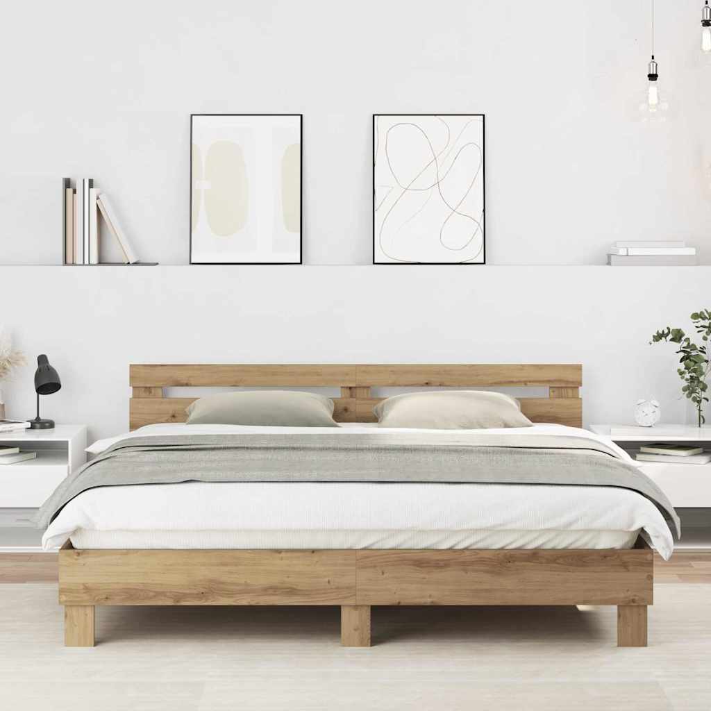 Bed Frame without Mattress 180x200 cm Artisan oak