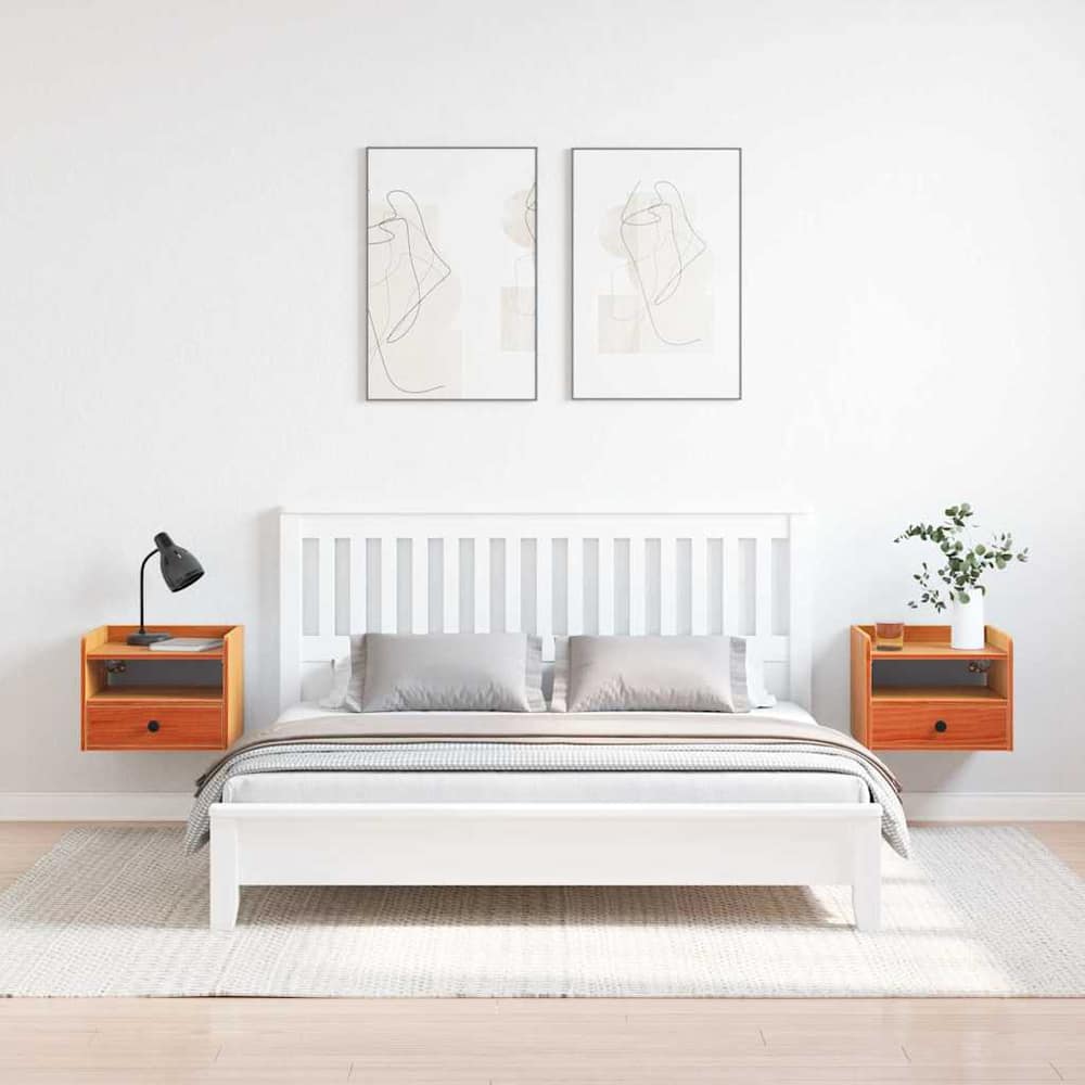Bedside Table 38 x 36 x 29.5 cm Solid pine wood Wax brown 2