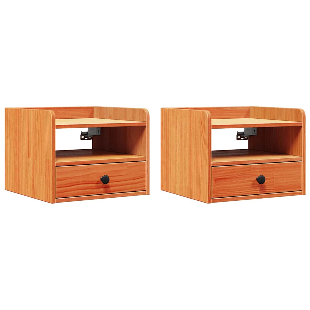 Bedside Table 38 x 36 x 29.5 cm Solid pine wood Wax brown 2
