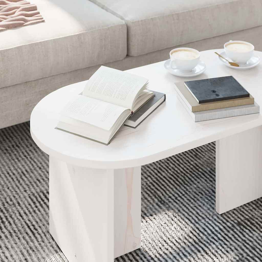 vidaXL Coffee Table White 80 x 39.5 x 35 cm Solid Pine wood 5