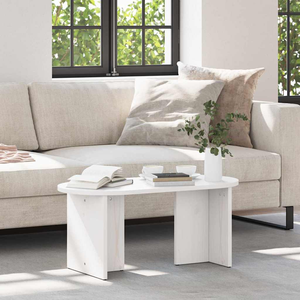 Coffee Table 80 x 39.5 x 35 cm Solid Pine wood White