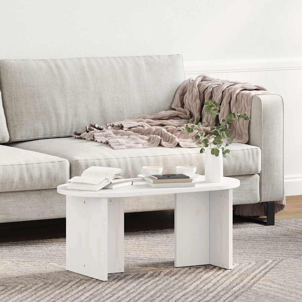 Coffee Table 80 x 39.5 x 35 cm Solid Pine wood White