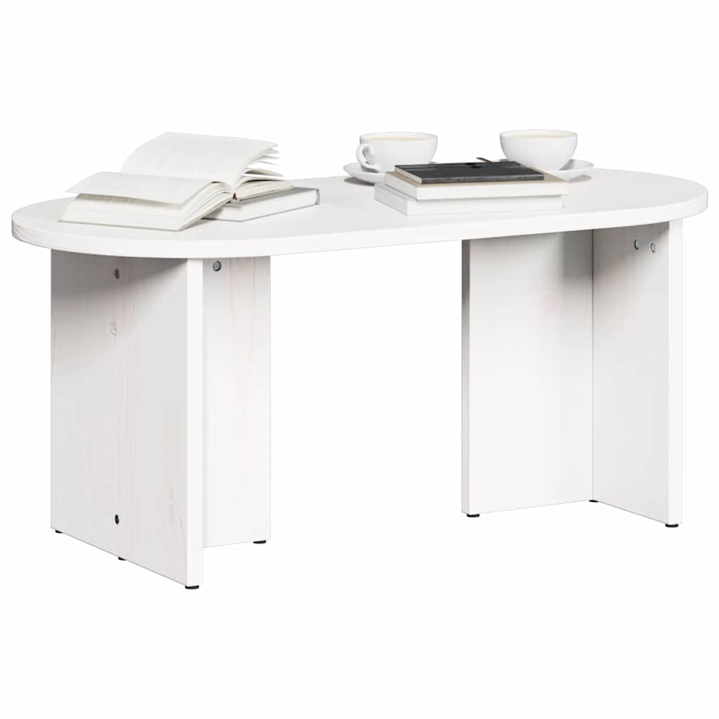 vidaXL Coffee Table White 80 x 39.5 x 35 cm Solid Pine wood 3