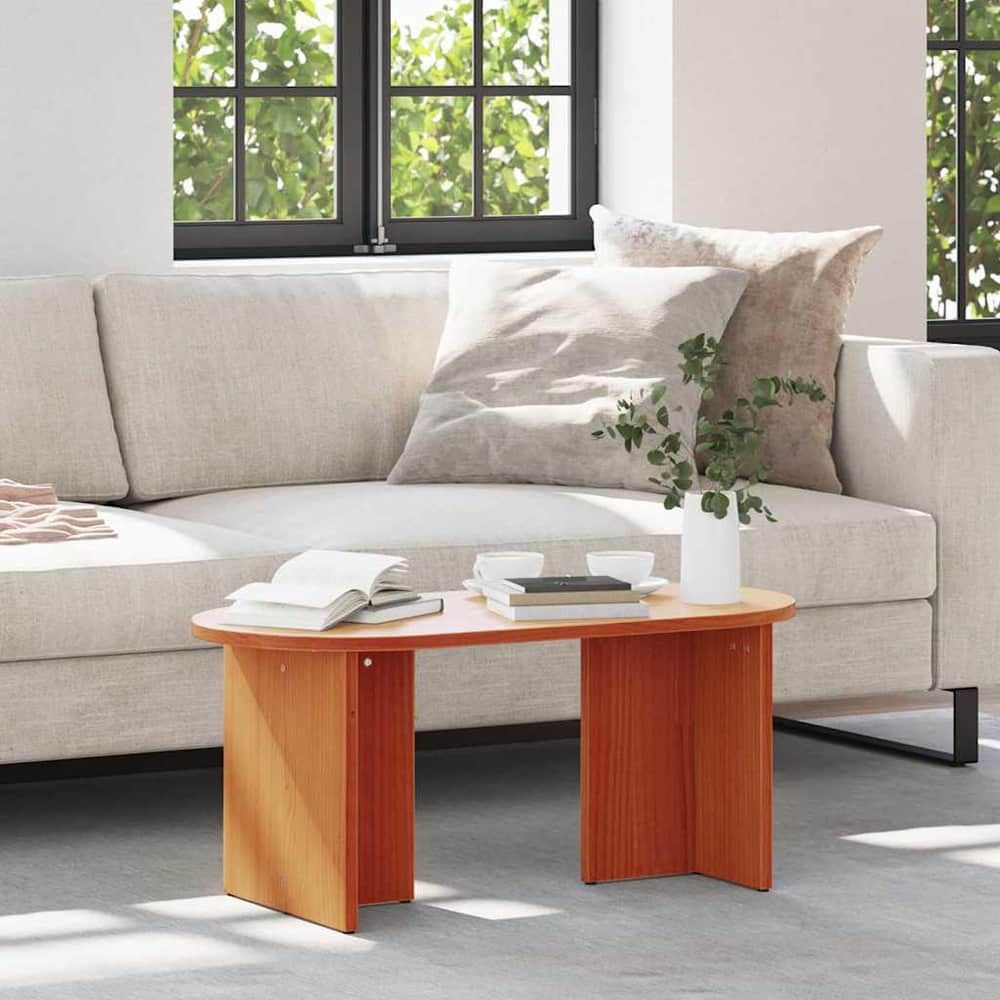 Coffee Table 80 x 39.5 x 35 cm Solid Pine wood Wax brown