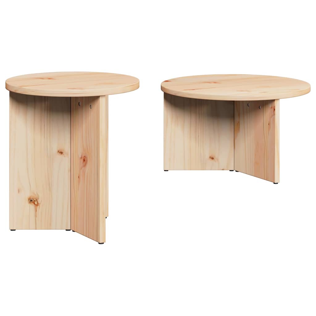 vidaXL Coffee Table 2 pcs Natural 49 x 49 x 28 cm Solid Pine wood 2