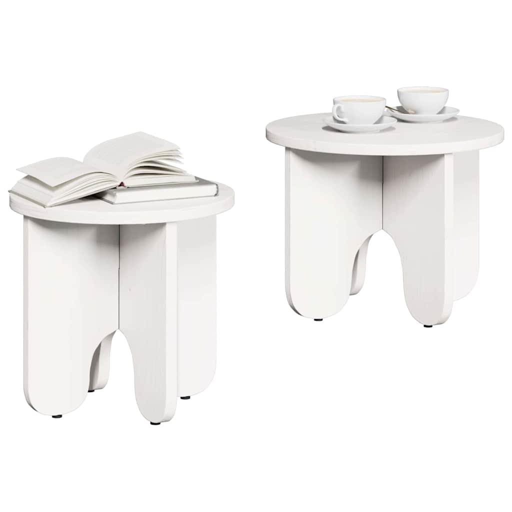 vidaXL Coffee Table 2 pcs White 39.5 x 39.5 x 30 cm Solid Pine wood 3