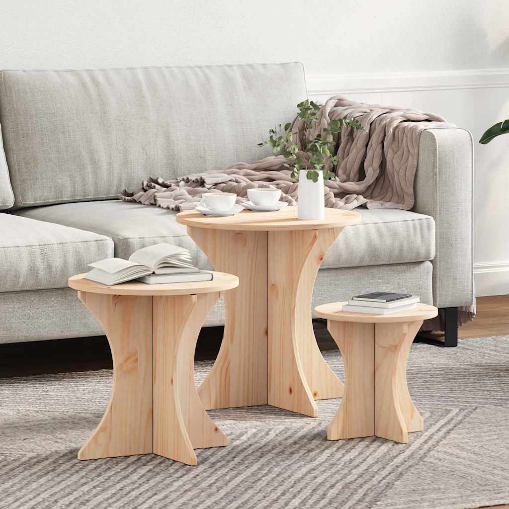 Coffee Table 3 pcs 46 x 46 x 47 cm Natural