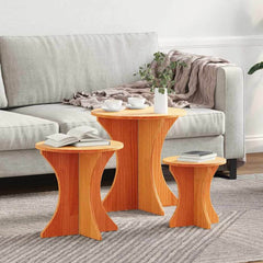 Coffee Table 3 pcs 46 x 46 x 47 cm Wax brown