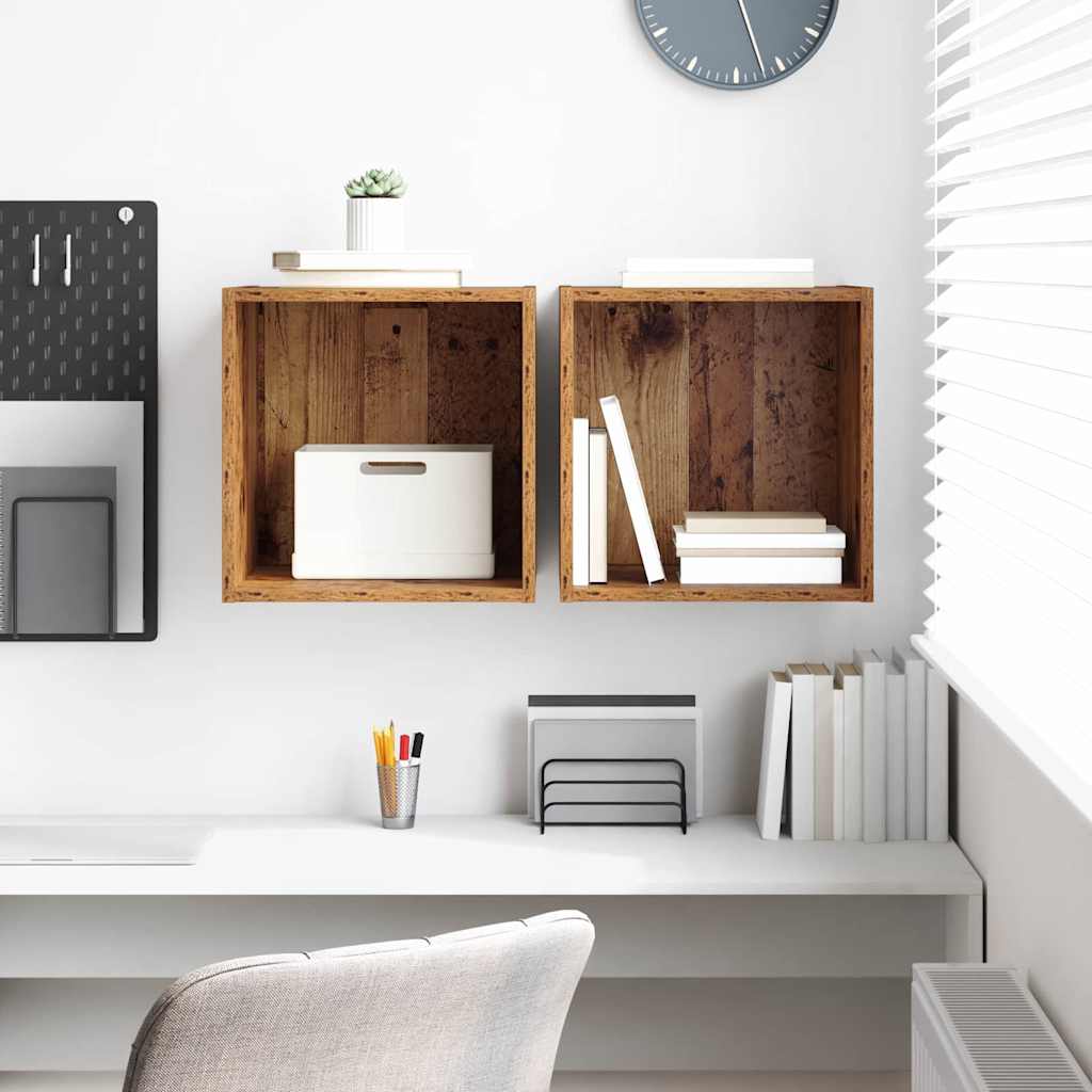 Wall Cabinets 37x37x37 cm Engineered Wood 2 pcs Old wood