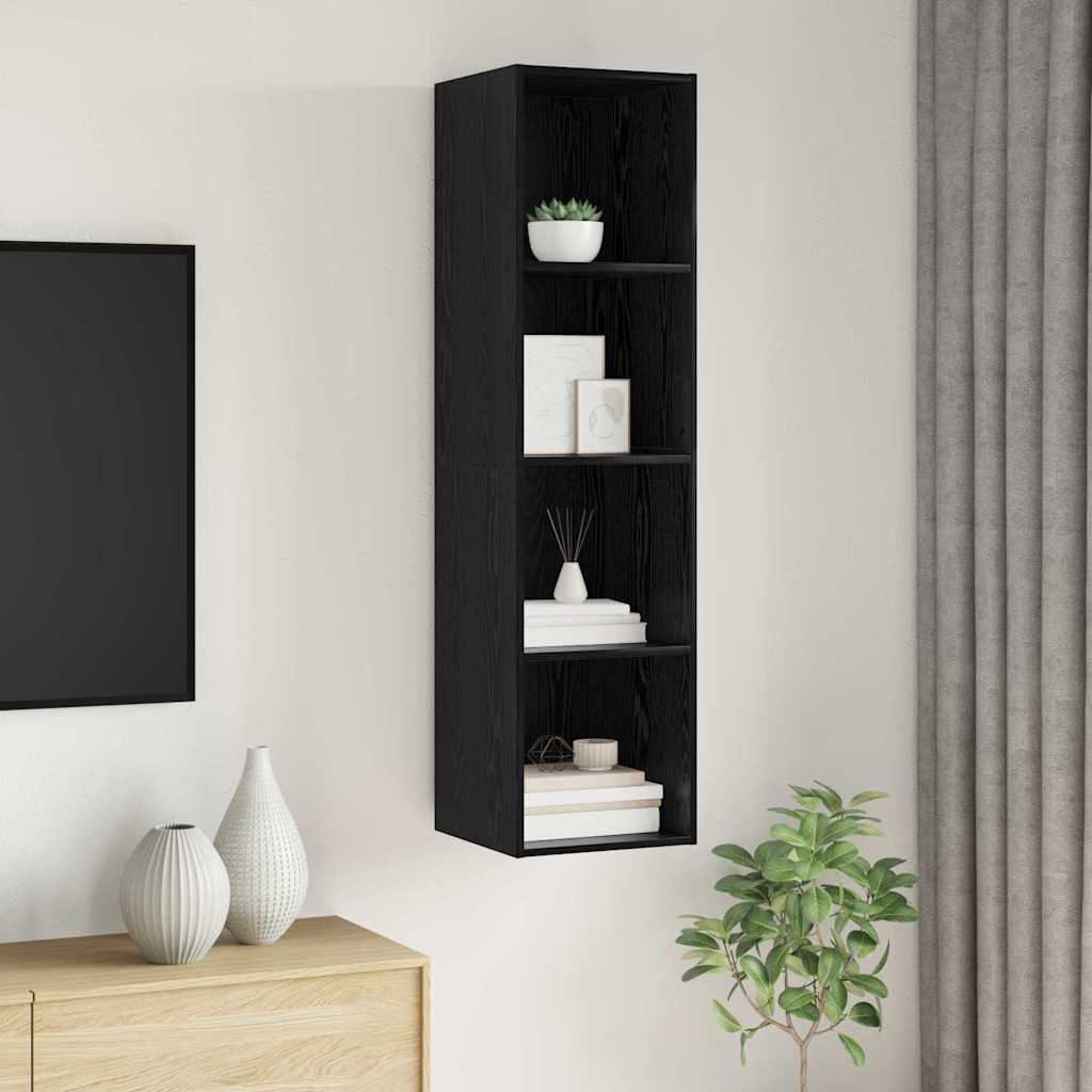 vidaXL TV Cabinet Set 37 x 37 x 142.5 cm Black Oak Engineered Wood 1