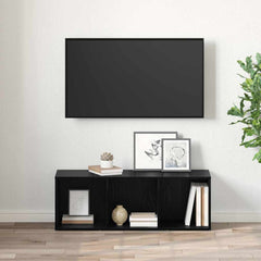 vidaXL TV Cabinet Set 72 x 35 x 37 cm Black Engineered Wood 4