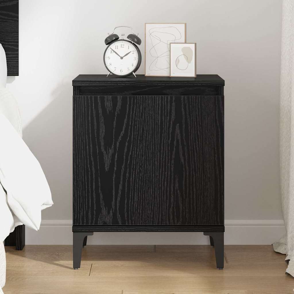 vidaXL Bedside Cabinet Black Oak 40 x 30 x 50 cm Engineered Wood 4