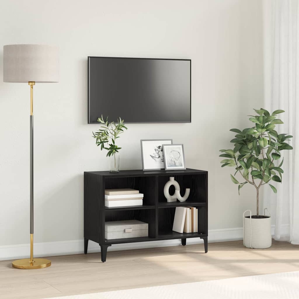 vidaXL TV Cabinet Set Wall-mounted Black Engineered Wood 1