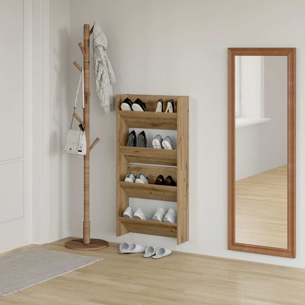 vidaXL Shoe Cabinet 2 pcs 60 x 18 x 60 cm Engineered Wood Artisan Oak 4