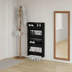 vidaXL Shoe Cabinet 2 pcs 60 x 18 x 60 cm Engineered Wood Black Oak 4